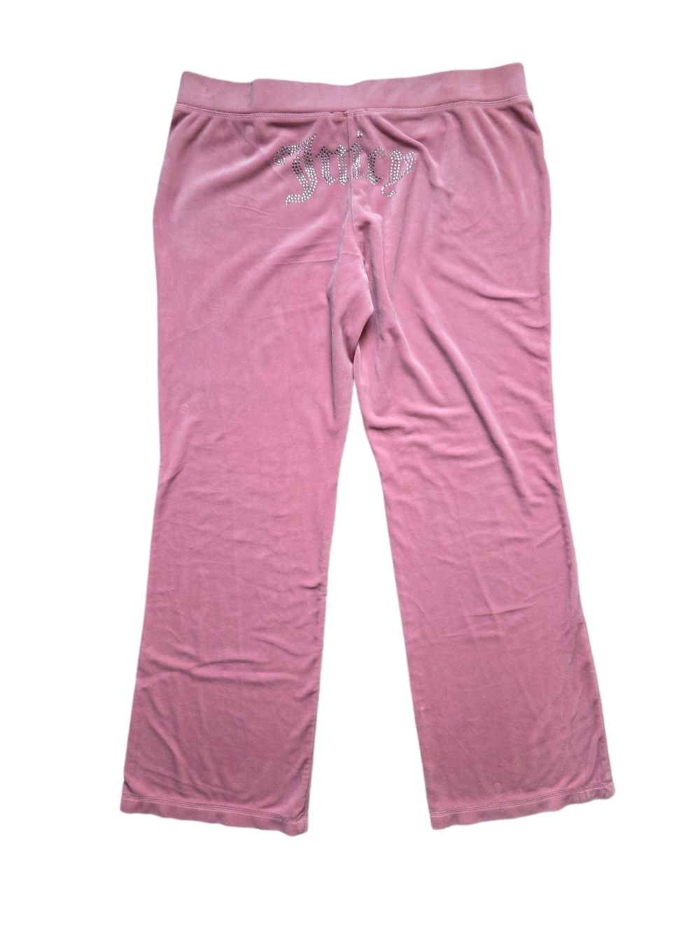 Juicy Couture Pink Velour Sweatpants Rhinestone Logo Womens Size L